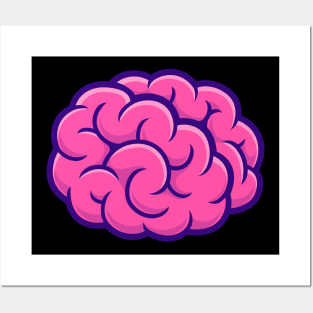 Brain Cartoon Illustration Posters and Art